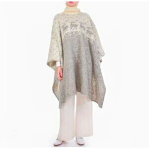 Vintage Hilda Ltd 100% wool poncho Cape sweater Icelandic Oversized M